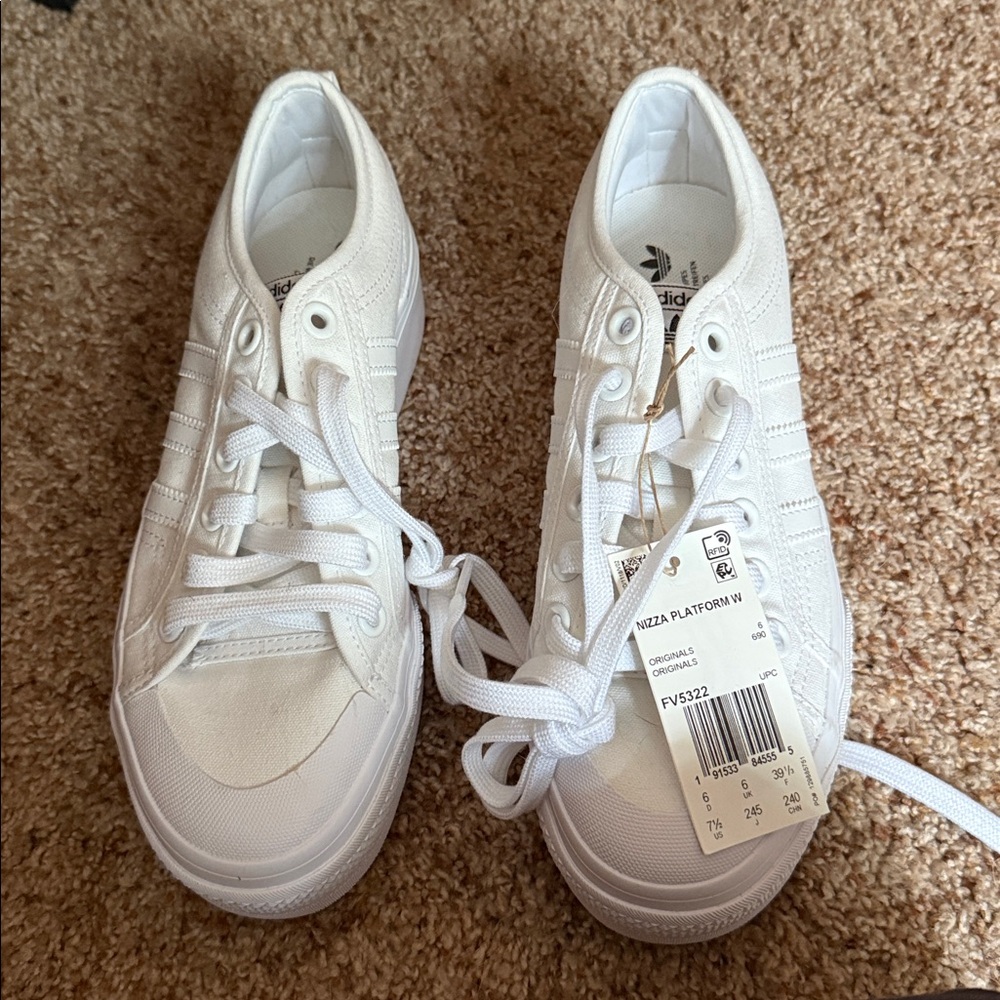 Adidas Nizza Platform White Canvas Sneakers
